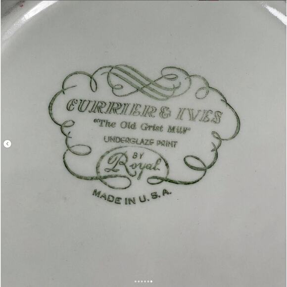 Vintage Currier & Ives Old Grist Mill Blue Transferware Dinner Plate Royal Ohio - Picture 6 of 6